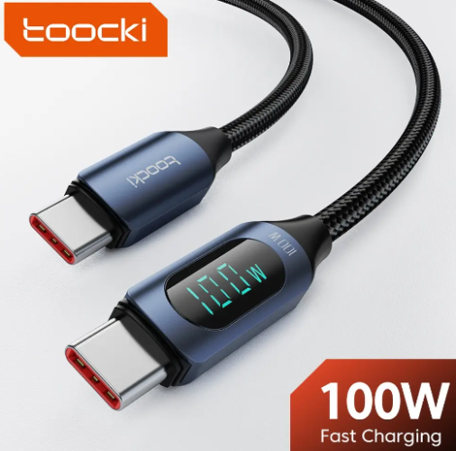 Toocki 100W kabel USB typu C szybkie ładowanie.